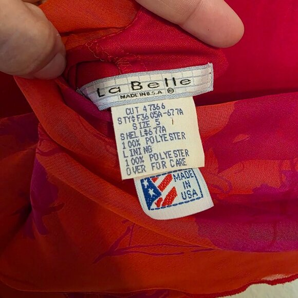 🔥 Vintage La Belle Red Sheer Floral Slip Dress – Made in USA 🔥 - Picture 6 of 7